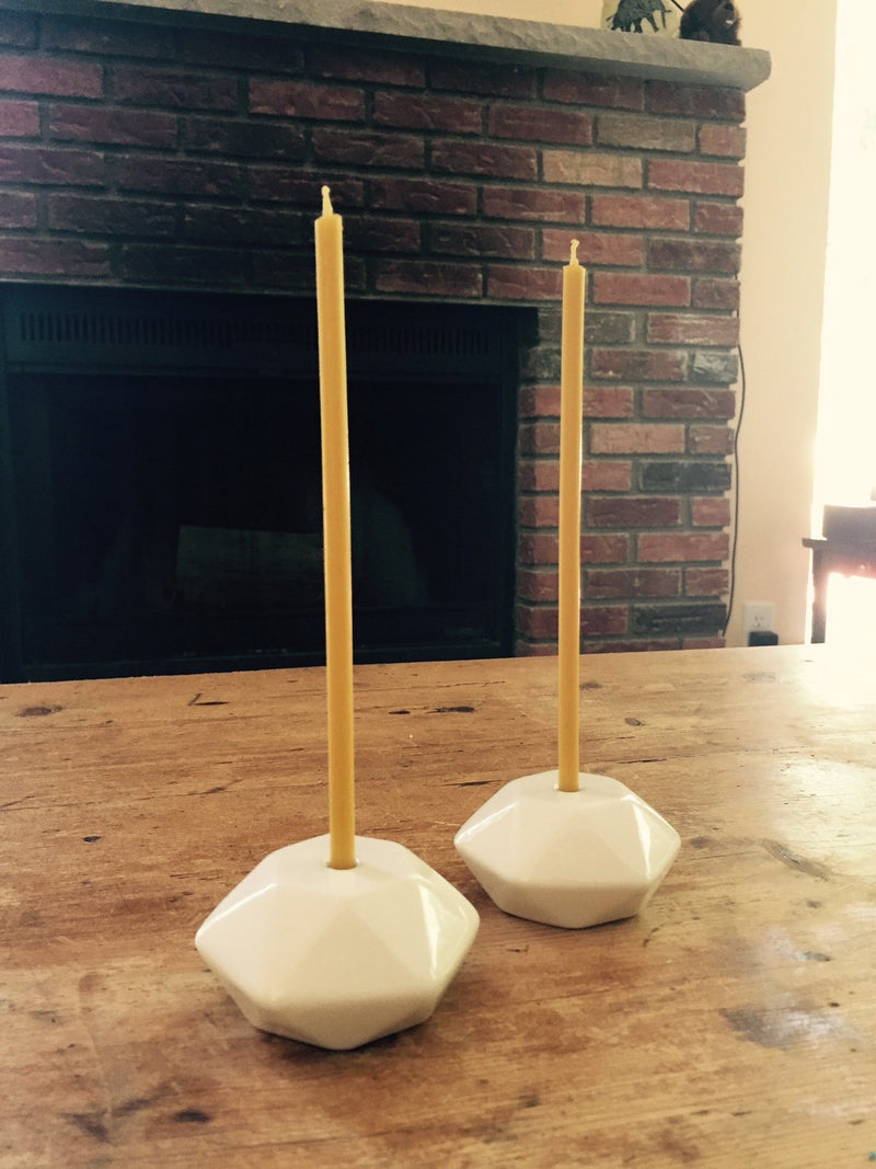 NewNest Australia - Votprof Set of 2 Small White Ceramic Candleholders Slim Taper Candles, Durable, Modern Design 