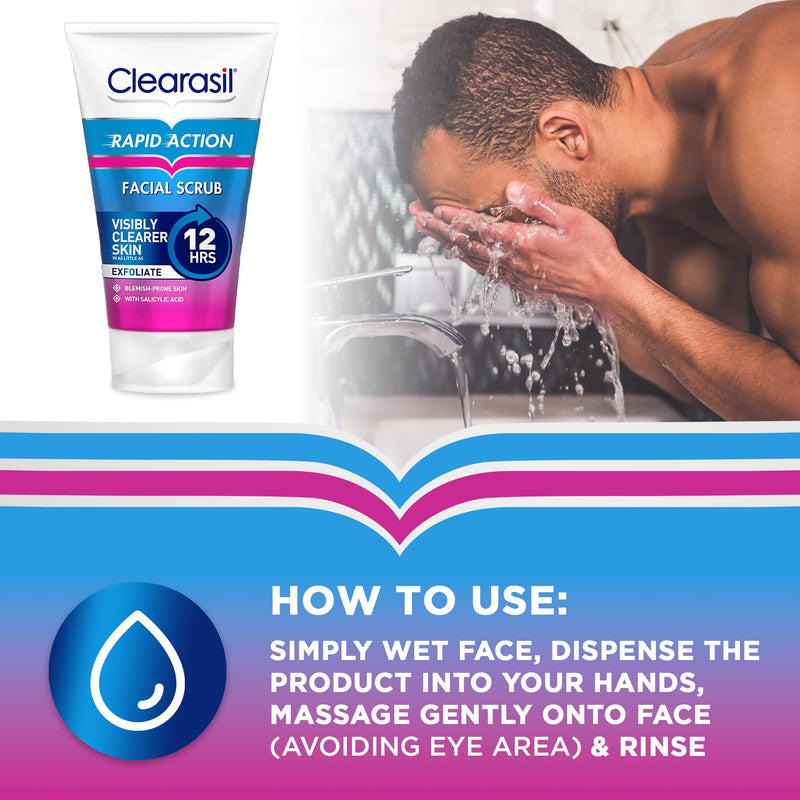 Clearasil Rapid Action Exfoliating Scrub, For Acne Prone Skin, Unclog Pores, Reduces Blackheads, Pimples & Excess Oil, Everyday Spots Prevention, 125 ml - NewNest Australia