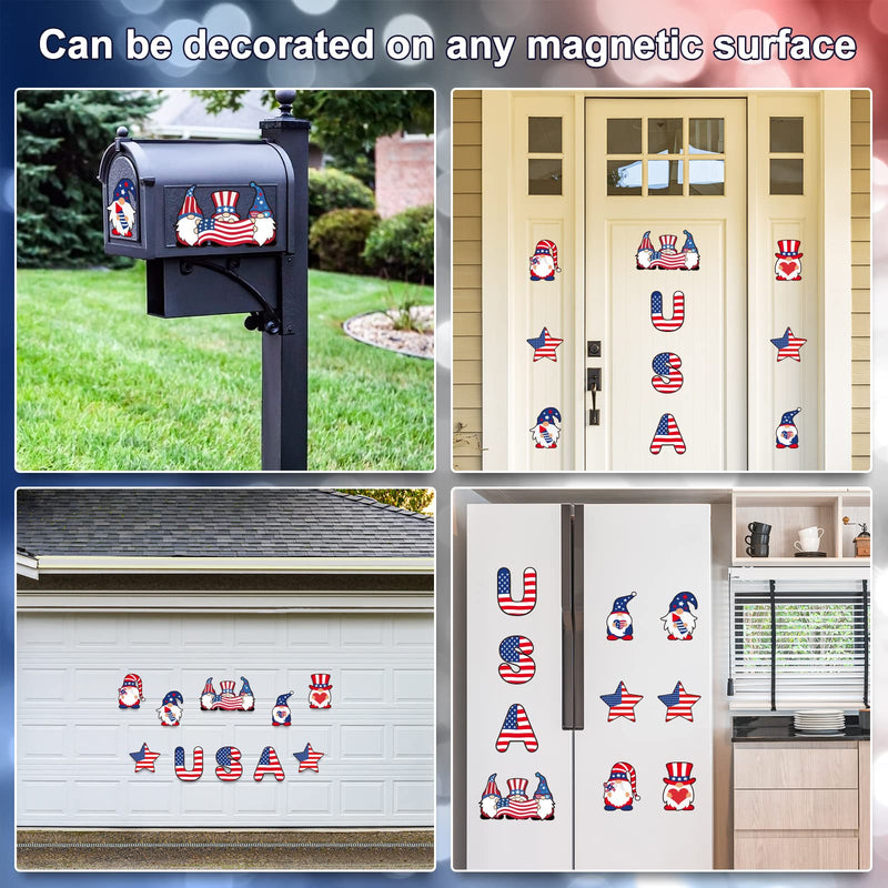 Whaline Patriotic Garage Decoration Magnet Stickers Gnome USA Magnet Decals Refrigerator Stickers American Flag Theme Garage Door Decals for July 4th Independence Day Party Supplies Home Decor, 10Pcs - NewNest Australia