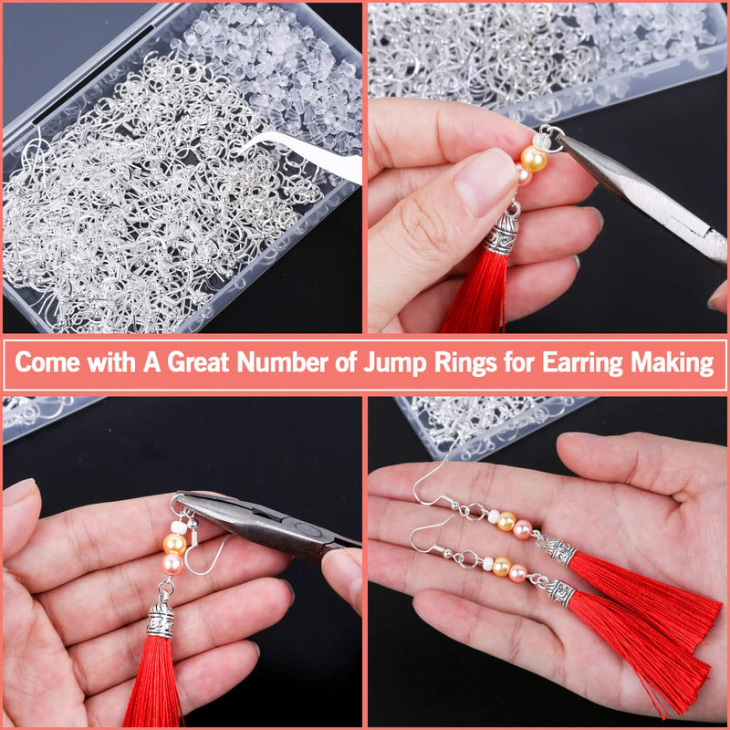 Hypoallergenic Earring Hooks, Thrilez 600Pcs Earring Making Kit with Hypoallergenic Earring Hooks, Jump Rings and Clear Rubber Earring Backs for DIY Jewelry Making (Silver) Silver - NewNest Australia