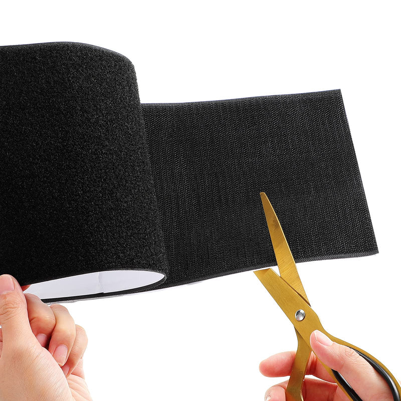 Hook and Loop Tape Double Sided Hook and Loop Tape with Adhesive Back Fastener Strip Reusable Double Side Hook Roll Sticky Glue Nylon Patch, Black (6 Inch Width 1 Yard Length) 6 Inch Width 1 Yard Length - NewNest Australia