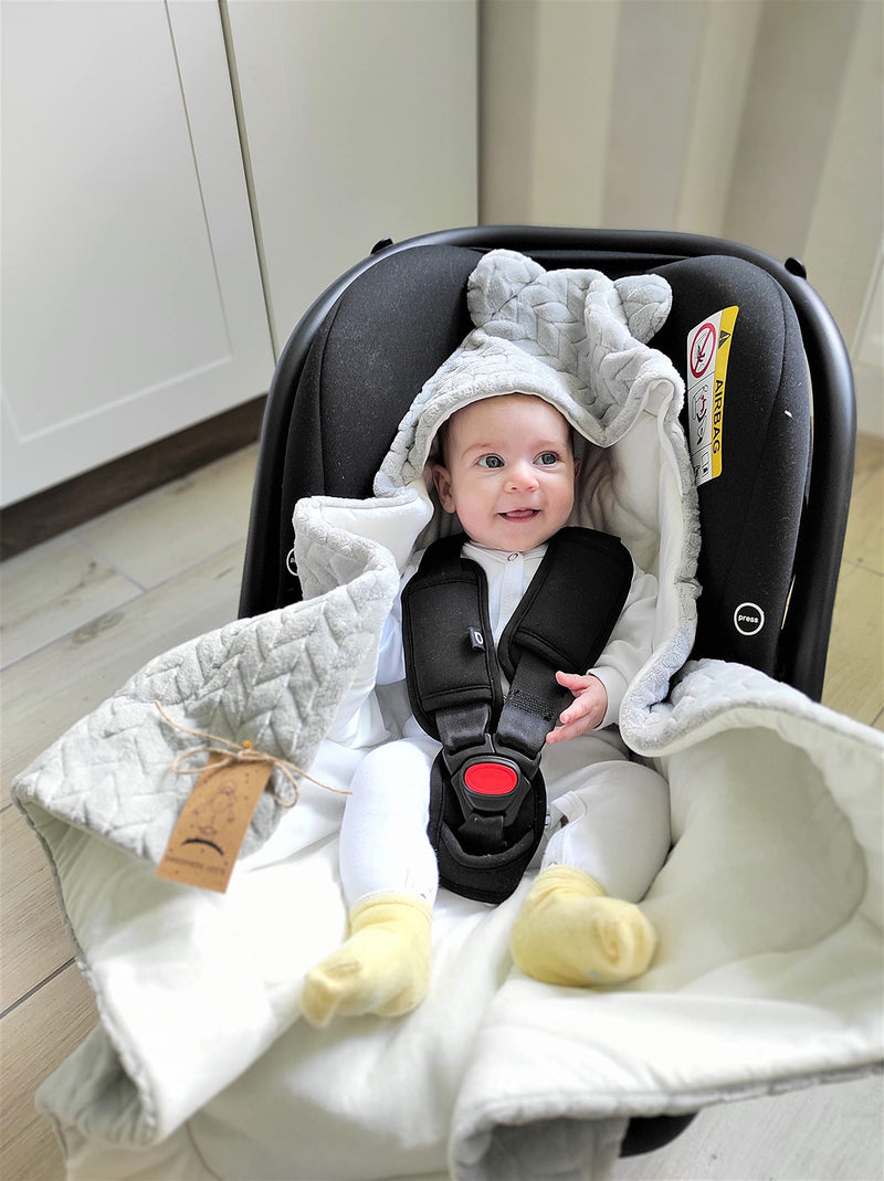 Bo Swaddling Blanket For Baby Seats, Strollers And Child Seats - Baby Blanket For Newborns In Ideal Size 80X80Cm With Hood And Velcro Fastener For Winter And Summer Gray - NewNest Australia