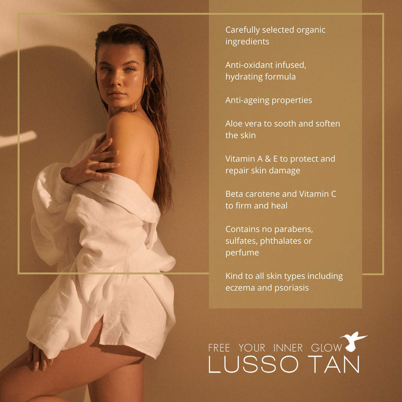 Lusso Rapid Self Tan Mousse for Face and Body – Organic, Vegan and Cruelty-Free, False Tanning Body Mousse. Instant-drying. Streak-free, Flawless Finish Fake Tan. Rapid Tanning Mousse - NewNest Australia