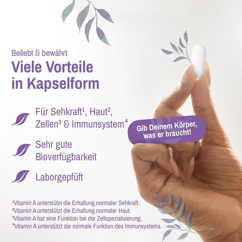 Vitamin A High Dose 10000 IU - 120 Capsules 4 Months Supply - Eye Vitamins Retinol - Vegan & Made in Germany Without Additives - Rhein Nutrition - NewNest Australia