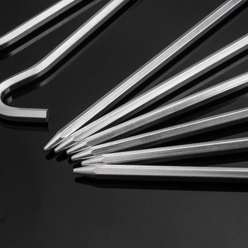 Tent Pegs - Aluminium Tent Stakes Pegs with Hook - 7’’ Hexagon Rod Stakes Nail Spike Garden Stakes Camping Pegs for Pitching Camping Tent, Canopies Silver - NewNest Australia