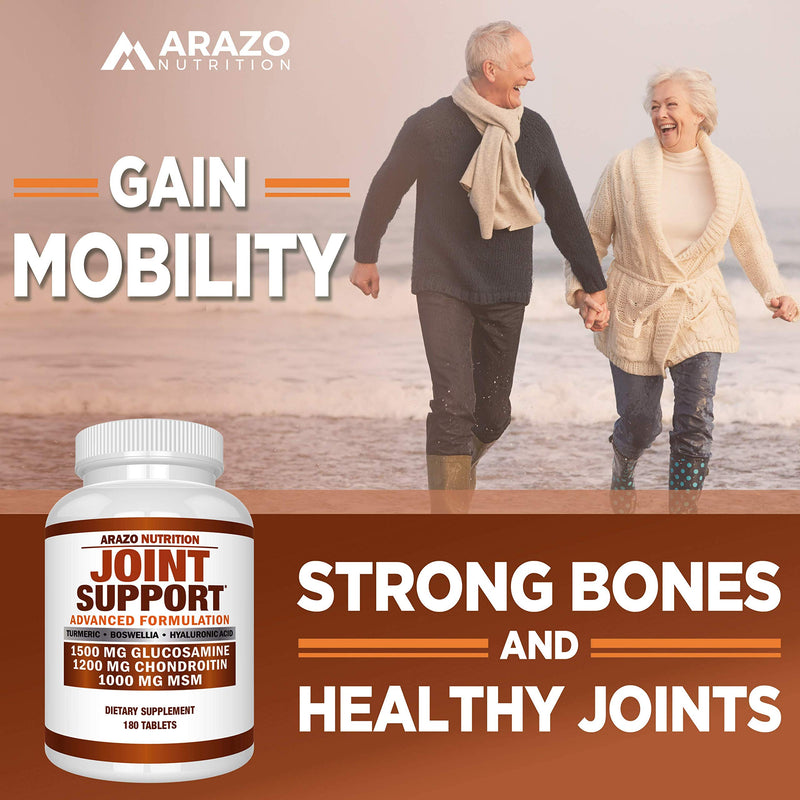Glucosamine Chondroitin Turmeric Msm Boswellia - Joint Support Supplement for Relief 180 Tablets - Arazo Nutrition - NewNest Australia