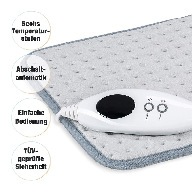 sinnlein® heating pad made of fleece 42 x 32 cm TÜV SÜD GS tested | electric heating pad with automatic switch-off | 6 temperature levels | washable up to 40°C | Digital display grey - NewNest Australia