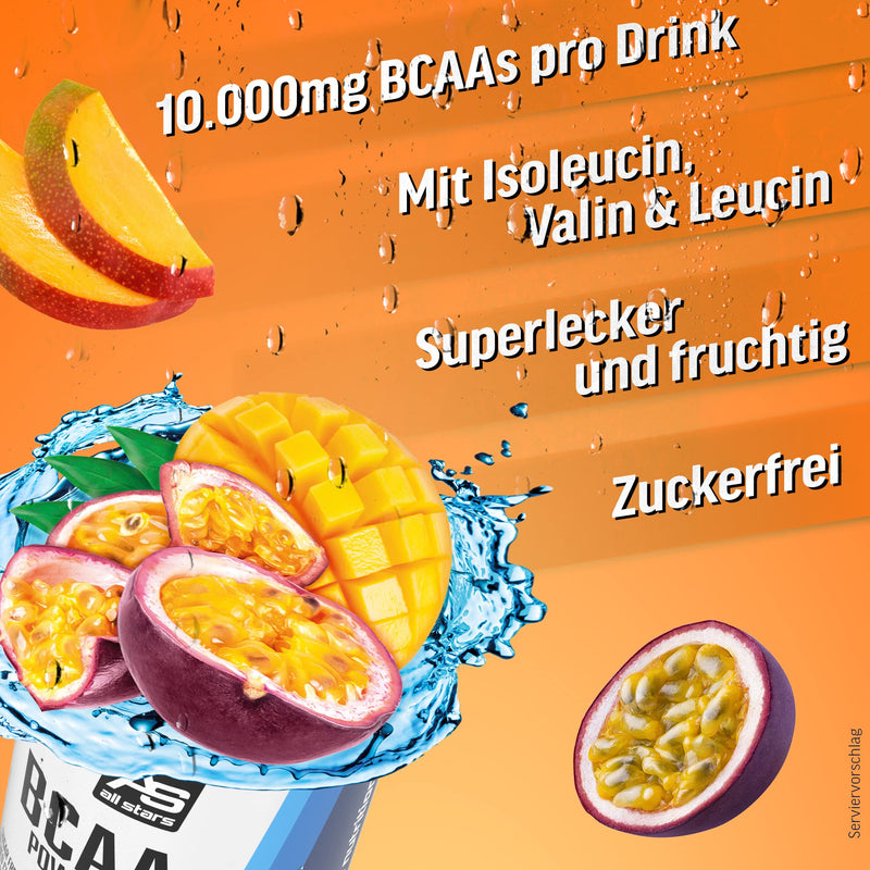 All Stars Bcaa Powder 420 G Sugar-Free & Vegan I Branched Chain Amino Acids I High-Quality Protein Powder With L-Leucine + L-Valine + L-Isoleucine I Protein Shake With Mango Passion Fruit Flavor - NewNest Australia