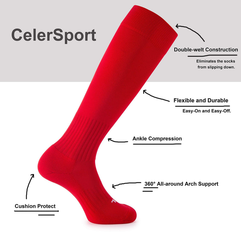 2 / 3 Pack Soccer Softball Baseball Socks for Youth Kids Adult Multi-Sport Socks Red (2 Pack) Medium - NewNest Australia