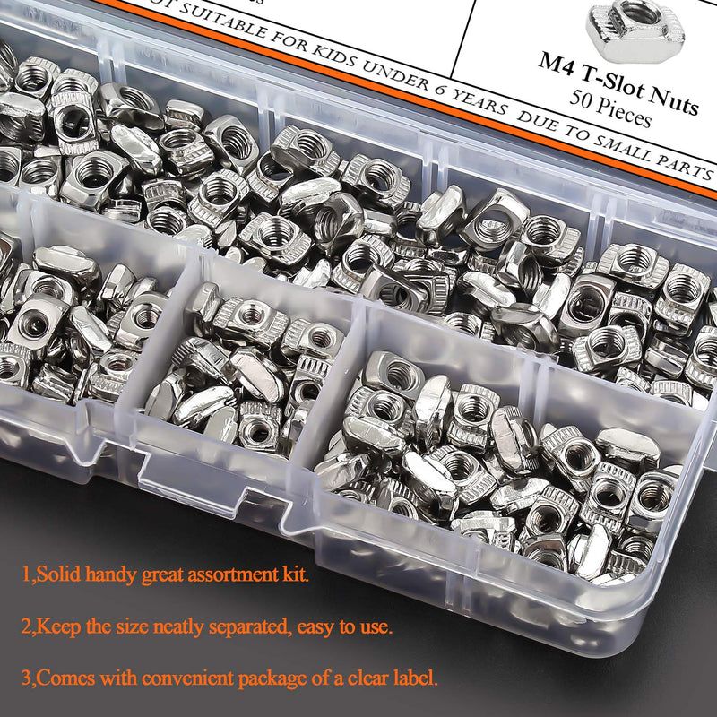 HELIFOUNER 240 Pieces 2020 Series T Nuts, M3 M4 M5 T Slot Nut Assortment Kit - NewNest Australia