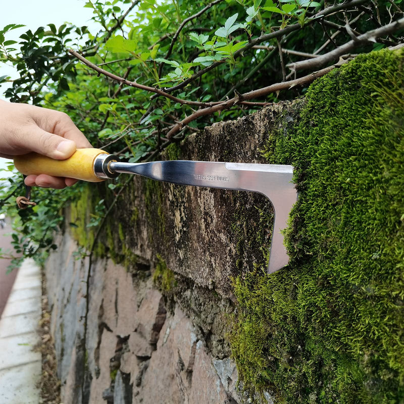 KLDOLLAR Crack Weeder Crevice Weeding Tool, L Shaped with Sharp Blade & Ergonomic Wooden Handle,Sidewalk Puller Spatula, Manual Weeder for Lawn,Garden Tools for Weeding - NewNest Australia