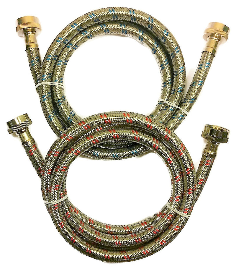 Premium Stainless Steel Washing Machine Hoses - Burst Proof (2 Pack) Red and Blue Striped Water Connection Inlet Supply Lines from Kelaro 3 Foot - NewNest Australia
