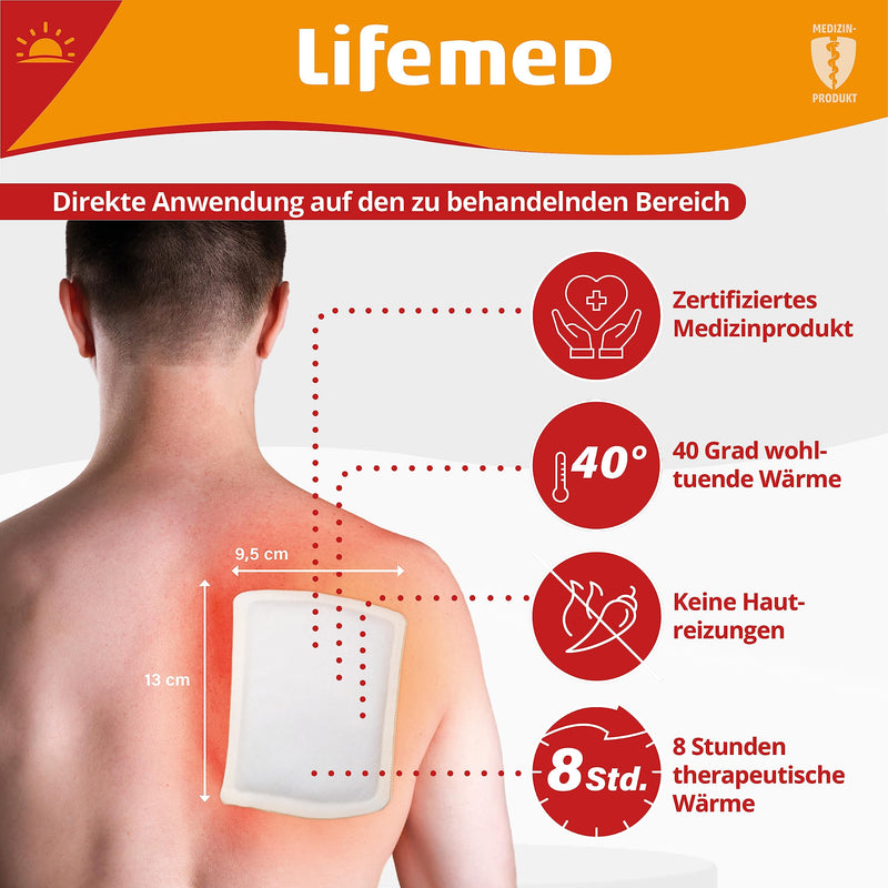 Lifemed Heat Plasters For Back, Shoulders And Neck - Pain Plasters For Back Pain, Regular Pain - Heat Pad, Heat Belt - No Drug Active Ingredient (8 Plasters) - NewNest Australia