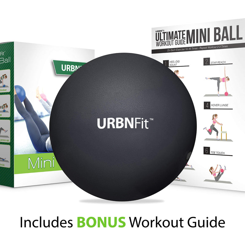 URBNFit Small Exercise Ball - 9-inch Mini Pilates Ball with Fitness Guide for Yoga, Barre, Physical Therapy, Stretching & Core Stability Workout Black - NewNest Australia