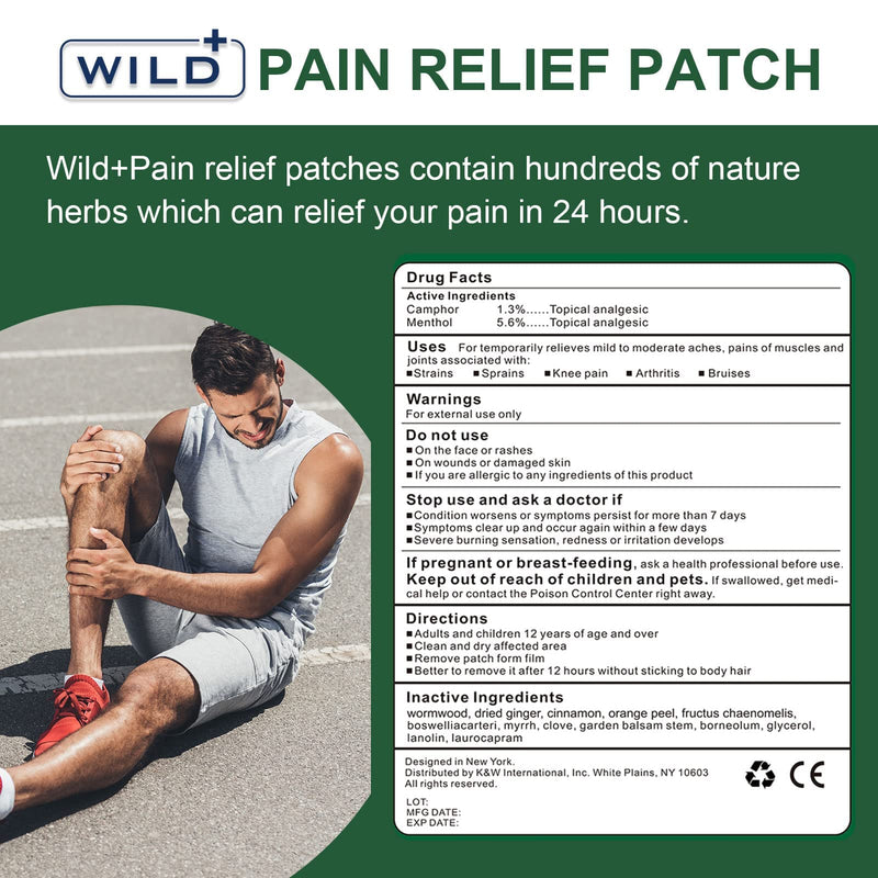 WILD+ Pain Relief Patches, 10PCS Large Max Strength Heat Patches Arthritis Joint Knee Patches, Herbal Warming Pain Relief Plaster Pain Relieving for Neck/Shoulder/Back/Muscles/Knee Pain 10 PCS - NewNest Australia