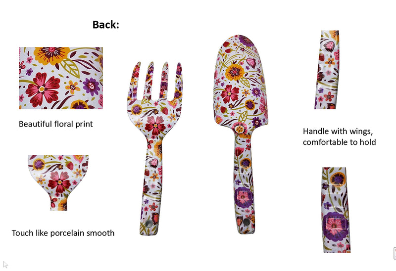 Megawodar Floral Print Garden Tools Set for Women Trowel and Fork - NewNest Australia