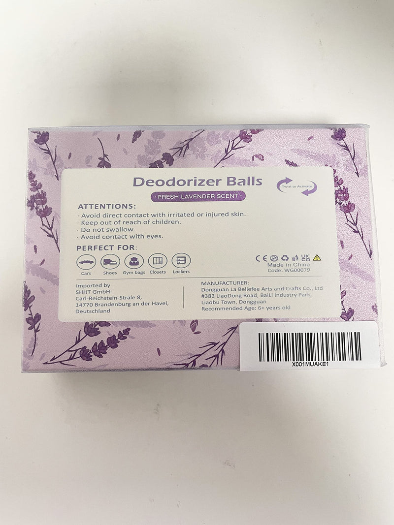 Deodorizing Balls for Sneakers, Shoe Deodorant, Gym Bags, Pack of 6 Deodorizing Balls Also for Home Lockers, Simple Twistlock - Lavender - NewNest Australia