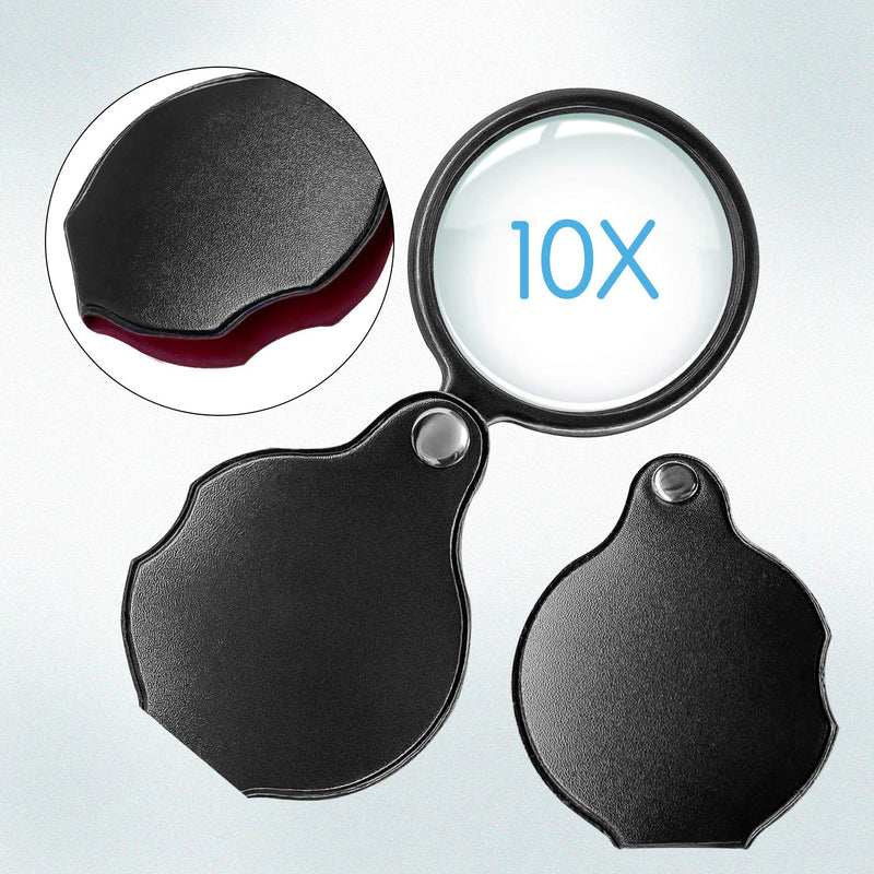 Wapodeai 2pcs 10x Small Pocket Magnify Glass Premium Folding Mini Magnifying Glass with Rotating Protective Sheath, Apply to Reading, Science, Jewelry, Hobbies, Books, 1.96in - NewNest Australia