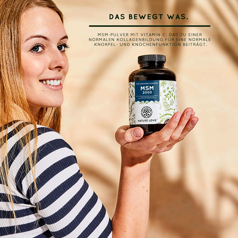 MSM 2000 mg with vitamin C per daily dose - 365 lab-tested tablets - more compact MSM powder than capsules - for joints - no additives, high dosage, vegan, made in Germany - NewNest Australia
