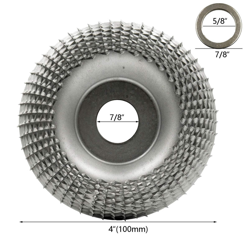 Winbyoan Wood Carving Disc Grinder Shaping Disc 7/8 Inch Bore Wood Tungsten Carbide Grinding Wheel Carving Abrasive Disc for Sanding Carving Shaping (100mm, Arc Type, Silver) - NewNest Australia