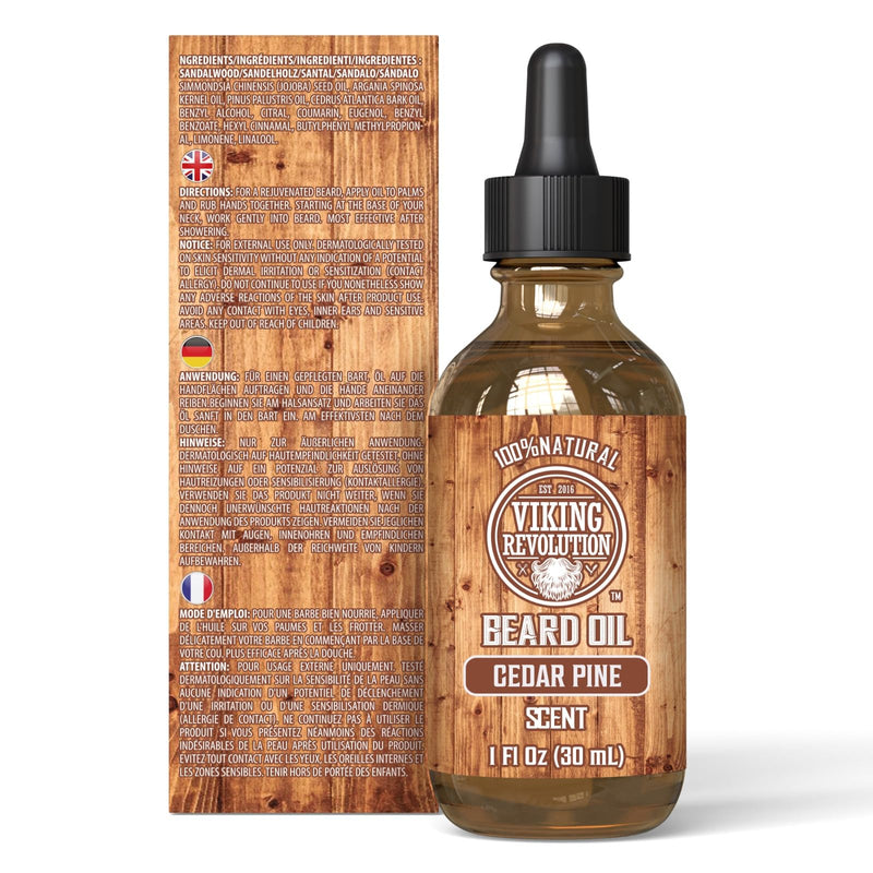 Viking Revolution - Beard Oil 30ml - Cedar Wood & Pine Fragrance - Beard Oil for Men with Organic Argan and Jojoba Oils. Softens And Strengthens The Beard And Mustache Beard Oil Beard Oil - NewNest Australia