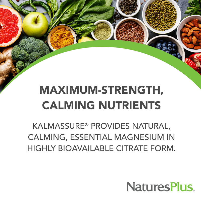 NaturesPlus KalmAssure Magnesium Supplement - 420mg Highly Bioavailable Natural Magnesium Citrate - Energy and Stress Relief for Mind and Body - Vegan, Gluten Free - 120 Capsules - NewNest Australia