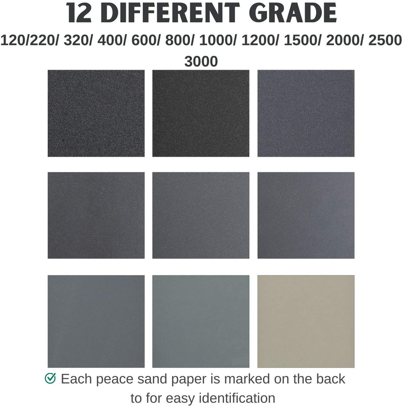 Bates- Sandpaper, 18 Pack, Assorted Grit, Sandpaper Assortment, Sand Paper, Sandpaper for Metal, Sandpaper for Wood, Automotive Sandpaper, Furniture Sanding, Fine Grit Sandpaper, Wet Dry Sandpaper - NewNest Australia
