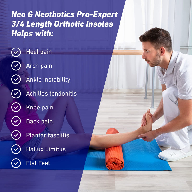Neo G NeoThotics Pro-Expert Best Insoles for Plantar Fasciitis & Achilles Tendonitis Support – 3/4 Length Flat Foot Orthopedic Inserts for Heel Pain Foot Pain Relief - Shoe Insoles - S SMALL: 2.5 UK - 5.5 UK - NewNest Australia