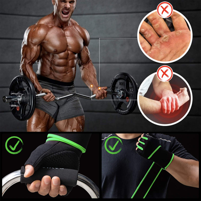 HTZPLOO Workout Gloves Gym Gloves Weight Lifting Gloves for Men Women with Full Palm Pad ,Strong Wrist Wraps Support,Enhanced Grip,for Fitness,Training,Weightlifting,Exercise Black&Green X-Large - NewNest Australia