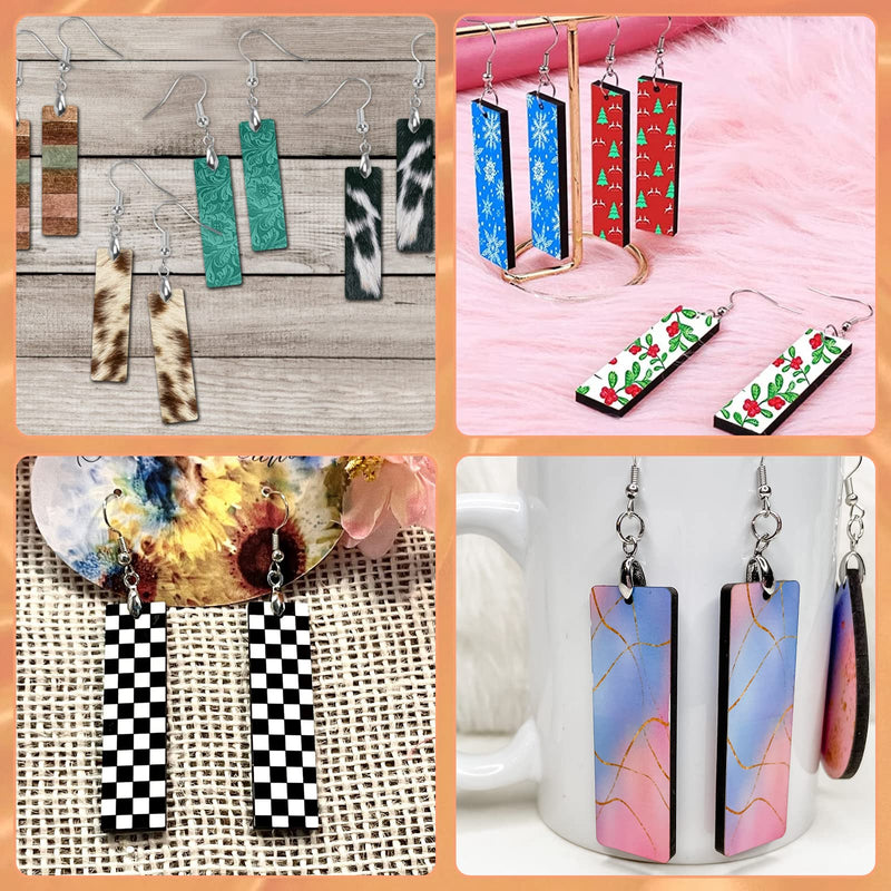 ZOCONE 60 Pcs Sublimation Earrings Blank, Sublimation Printing Earrings Unfinished Rectangular Heat Transfer Earring Pendant with Earring Hooks Cardboard Bags for Women Girls DIY Earring Project - NewNest Australia