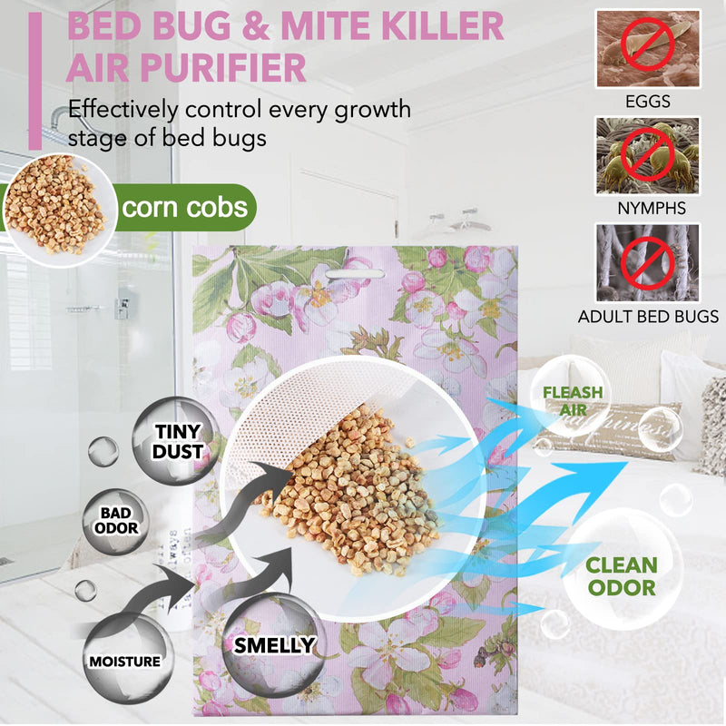 Telanshare Bed Bug Killer 4 Packs(Rose+Jasmine), Natural Dust Mite Killer Sachet Bag, Bug Bags for Drawer & Closet, 90 Days Extended Protection - NewNest Australia