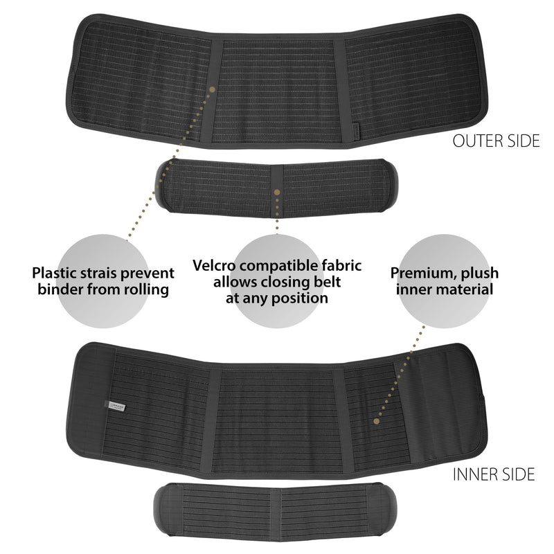 ORTONYX Breathable 9.5" Abdominal Binder/Postpartum Postoperative Wrap/Abdomen Hernia Support Belt for Men and Women - XXL (42"-48") Black 2X-Large (42"-48") - NewNest Australia