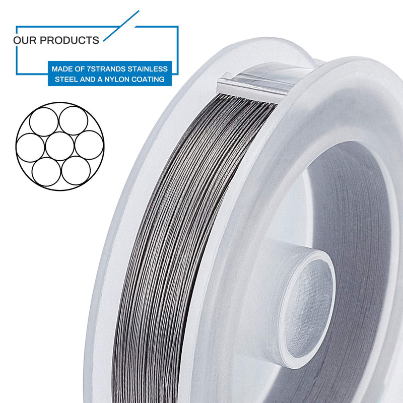 BENECREAT 7 Strands Bead String Wire (0.25MM, 490FT) Nylon Coated Stainless Steel Beading Wire for Necklace Bracelet Making 0.25mm - 7 Strands - NewNest Australia