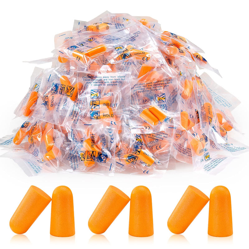 Ear Plug -100 Pairs- Orange Soft Foam Ear Plug 38dB SNR Adult Kids Noise Cancelling and for Sleeping, Snoring, Work, Studying, Loud Noise Sound Blocking Reduction Earplugs Poly Bags - NewNest Australia