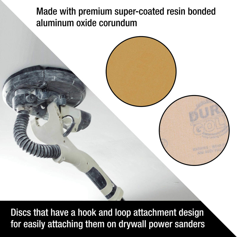 Dura-Gold Premium 9" Drywall Sanding Discs - 180 Grit (Box of 10) - High-Performance Sandpaper Discs with Hook & Loop Backing, Fast Cutting Aluminum Oxide Abrasive - For Drywall Power Sander, Wood 180-Grit - NewNest Australia