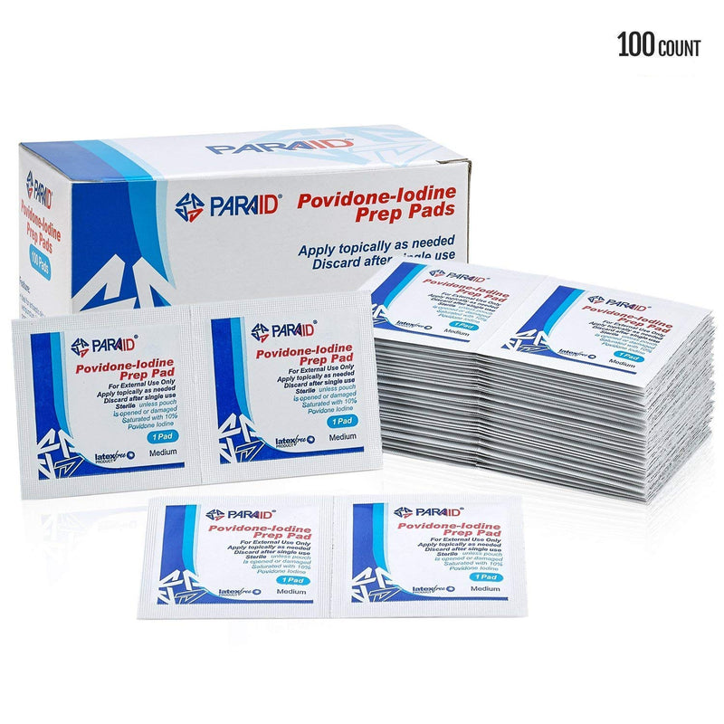 (Box of 100 Count) Iodine Prep Solution Pads, 10% Povidone Iodine Swabs for Individual Disinfecting Wipes, Disposable Cotton Antiseptic Surgical Pad for Wound Care, and First Aid (Packing May Vary) - NewNest Australia
