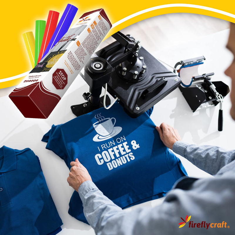 Firefly Craft Regular White & Black, Heat Transfer Vinyl for Shirts - Iron on Vinyl for Cricut & Silhouette Heat Press Vinyl for Shirt Transfers - Iron on HTV Vinyl - 3 Pieces, 12" X 20" (5 Feet) Each 2 Rolls Black, White - NewNest Australia
