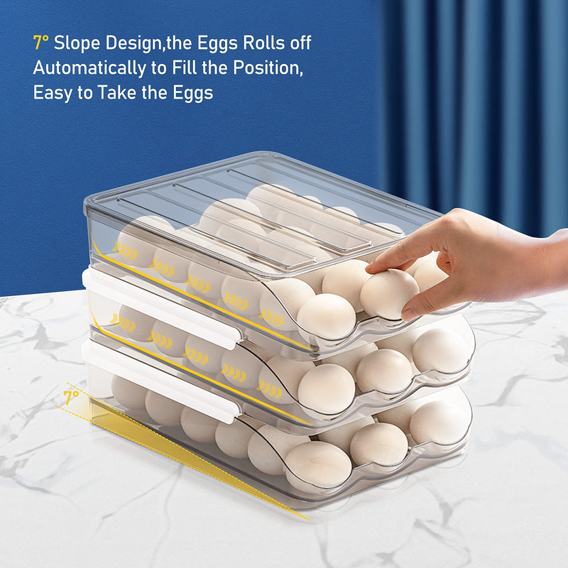 Large Capacity Egg Holder for Refrigerator, Egg Fresh Storage Box for Fridge, Egg Storage Container Organizer Bin, Clear Plastic Storage Container (1 Layer) Set of 1 - NewNest Australia