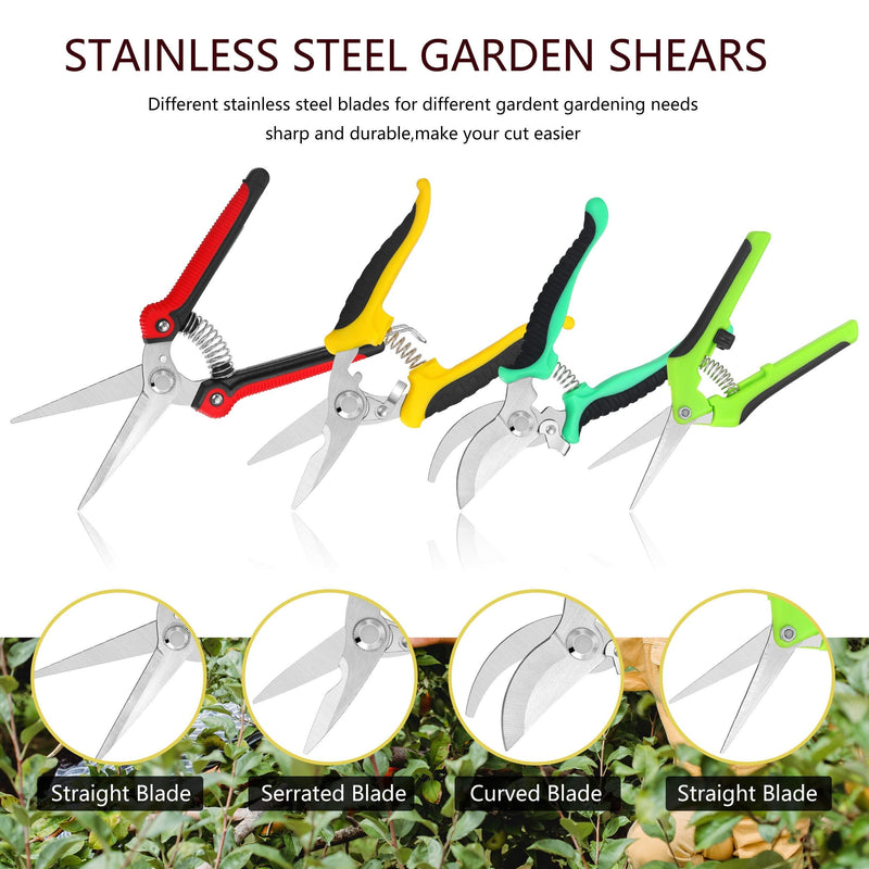 5 pack Garden Pruning Shears Stainless Steel Blades, Handheld Scissors Set with Gardening Gloves,Heavy Duty Garden Bypass Pruning Shears ,Tree Trimmers Secateurs, Hand Pruner - NewNest Australia