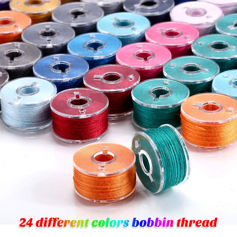144 Pieces Prewound Bobbins Sewing Thread Bobbins Compatible with Brother/Babylock/Janome/Elna/Singer Embroidery Machine, Size A (24 Colors) - NewNest Australia