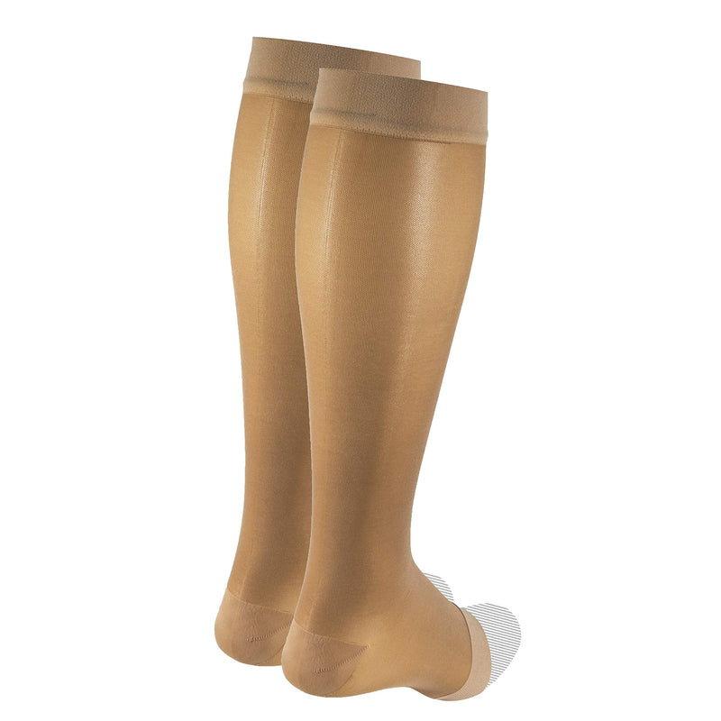 NuVein Sheer Compression Stockings, 15-20 mmHg Support, Fashionable Medium Denier, Knee High, Open Toe, Beige, Medium Medium (1 Pair) - NewNest Australia