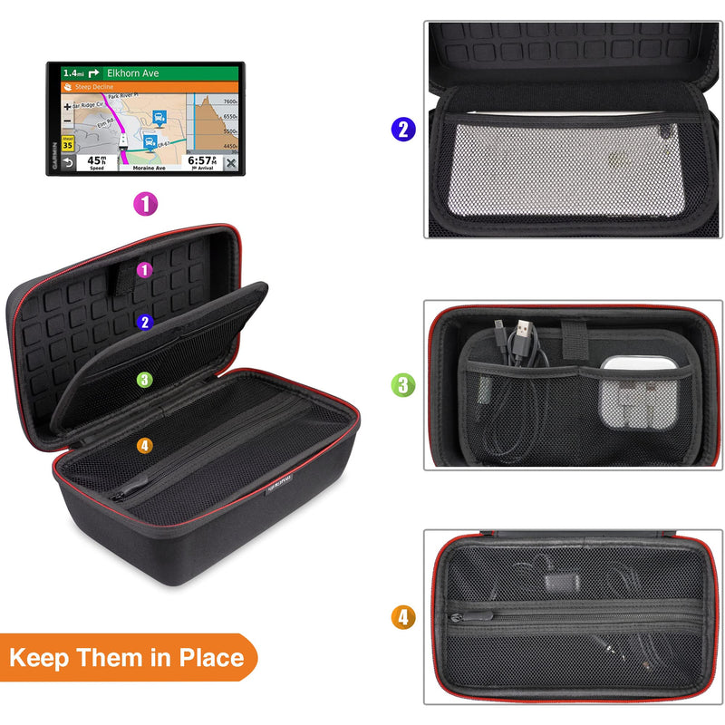HESPLUS Hard Storage Travel Case Compatible with 6-7" Inch for Garmin DriveSmart 65 / 61 LMT-S Drive 61 / 50 Nuvi 2797LMT 65LM 2757LM 2689LMT Tomtom Go Via Mio GPS Navigator and Accessories - NewNest Australia