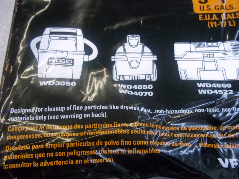 RIDGID 23738 VF3501 Wet Dry Vac High-Efficiency Dust Bags, Wet Dry Vacuum Filter Bags, Two Dust Collection Bags per Package - NewNest Australia