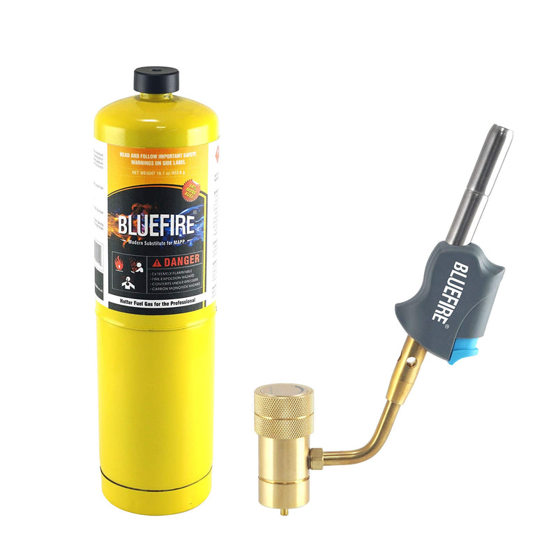 BLUEFIRE BTS-8066 Hot Turbo High Intensity Swivel Torch,Up to 11695 BTU/hr! Push Button Trigger Start,Fuel by MAPP,MAP/PRO,Propane,Swirl Flame Gas Welding Nozzle,Soldering,Brazing,Heating,Thawing Pipe - NewNest Australia