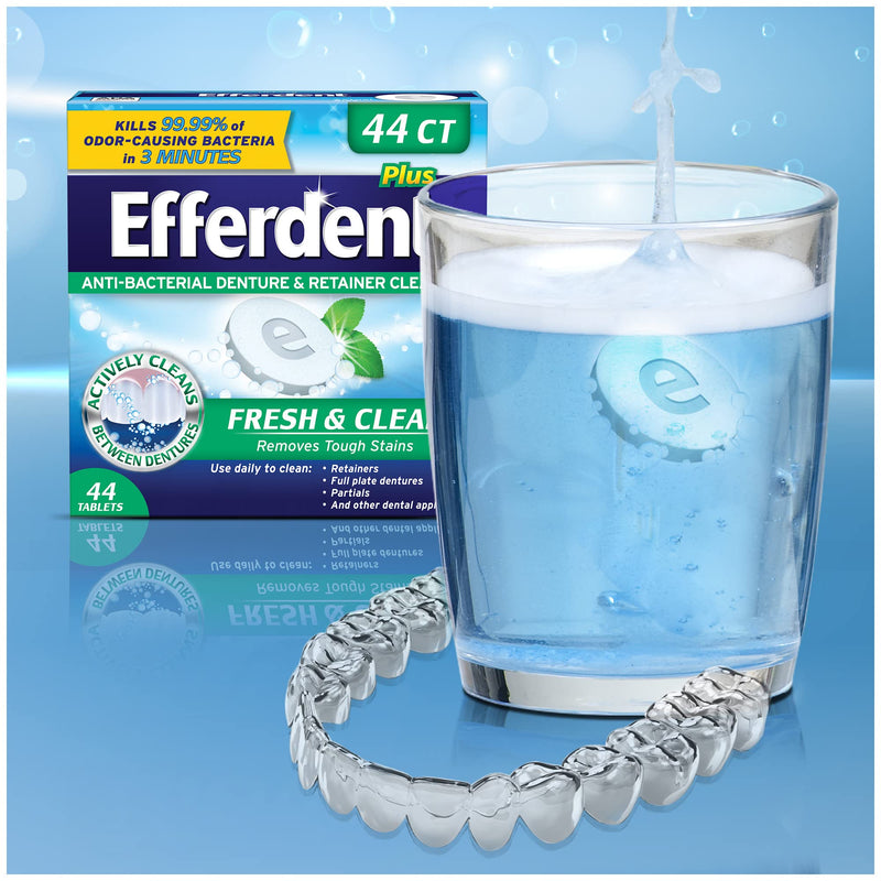 Efferdent Denture Cleanser Tablets, Fresh & Clean, White Minty 44 Count (Pack of 1) 44 Count (Pack of 1) - NewNest Australia