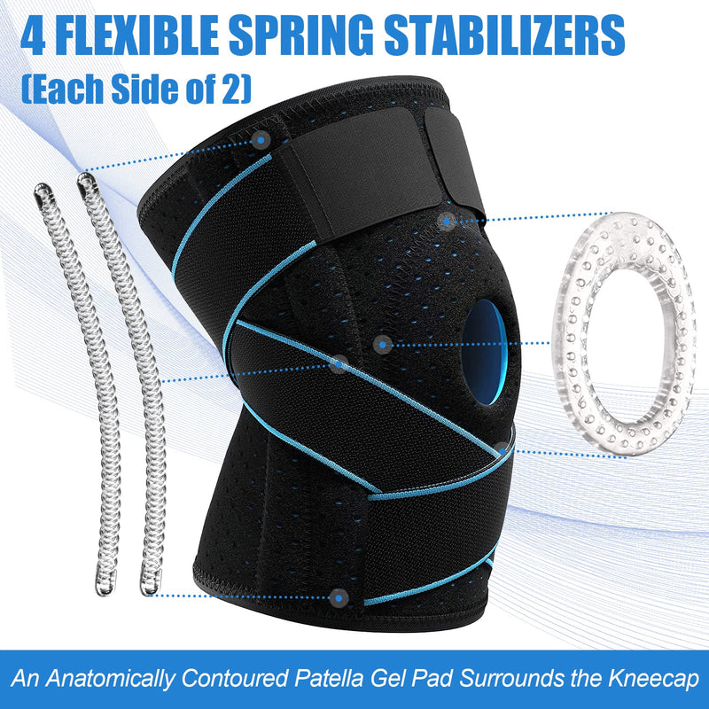 NEENCA Knee Brace with Side Stabilizers & Patella Gel Pads, Adjustable Compression Knee Support Braces for Knee Pain, Meniscus Tear,ACL,MCL,Arthritis, Joint Pain Relief,Injury Recovery L Black - NewNest Australia