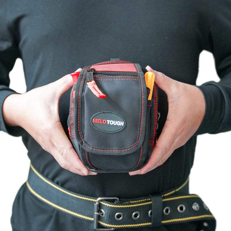MELOTOUGH Heavy Duty Tradesman Pro Tool Pouch with Various Sized Pockets and Electrical Tape Thong,Hammer Holder Electricians Tool Pouch 10 Pockets red color - NewNest Australia