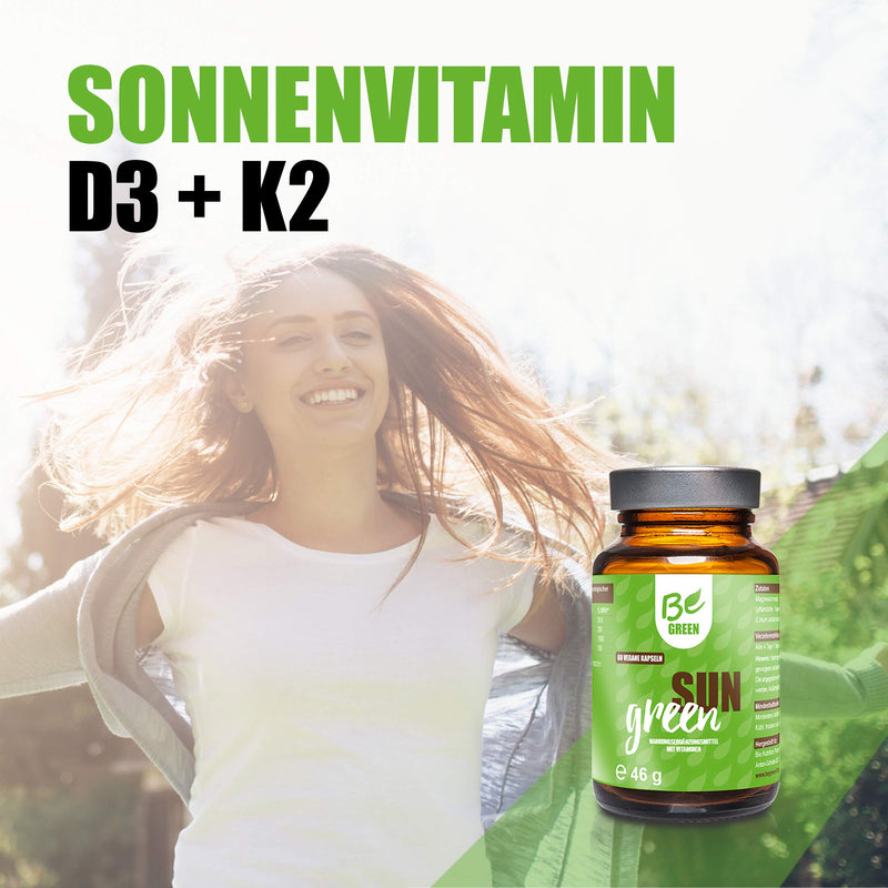 Begreen Sun Green Vitamin D3-K2 Magnesium Omega-3 Capsules High Dose 3,000 Iu Vitamin D3 And 150 ¬µg Vitamin K2 Per Capsule 100% Vegan Without Additives Pack Of 60 Made In Germany - NewNest Australia