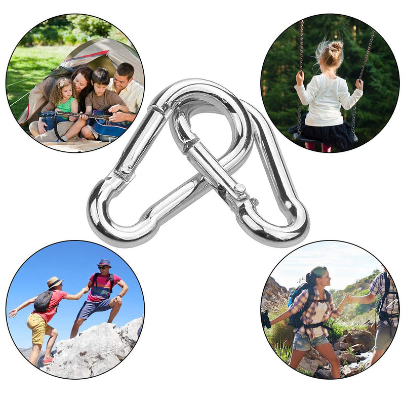 30 Pack Sliver Spring Hook, Zinc-Galvanized Steel Carabiner Small M4x40MM Carabiners for Backpacks or Key Chains, Silver Quick Link Snap Spring Clip Hook for Ropes, Pet, Indoor and Outdoor Equipment - NewNest Australia