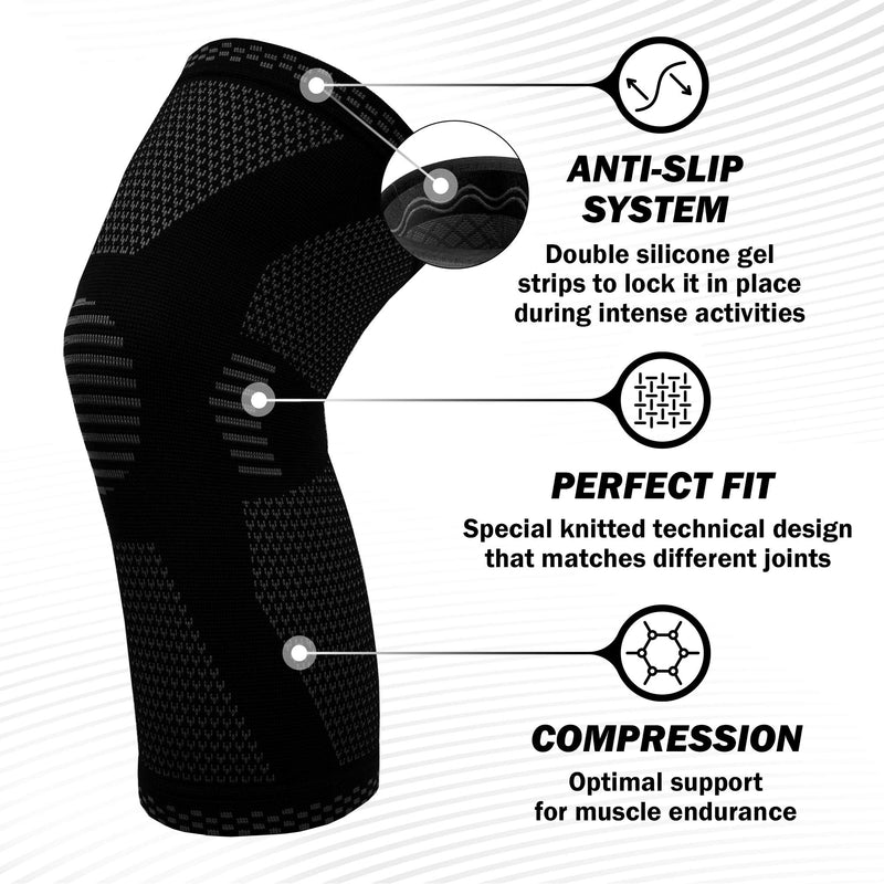POWERLIX Knee Compression Sleeve - Best Knee Brace for Knee Pain for Men & Women – Knee Support for Running, Basketball, Weightlifting, Gym, Workout, Sports Black Small - NewNest Australia